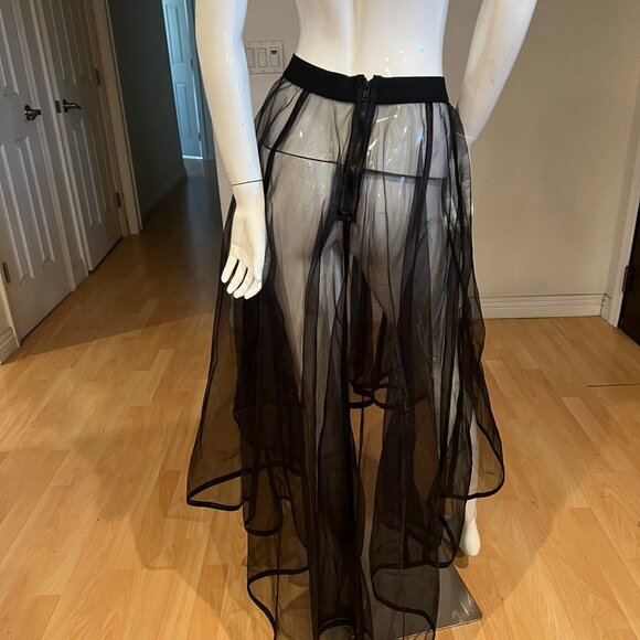 VINTAGE CATHERINE COATNEY PANEL ASYMMETRICAL SHEER SKIRT SZ M MEDIUM - Picture 2 of 3